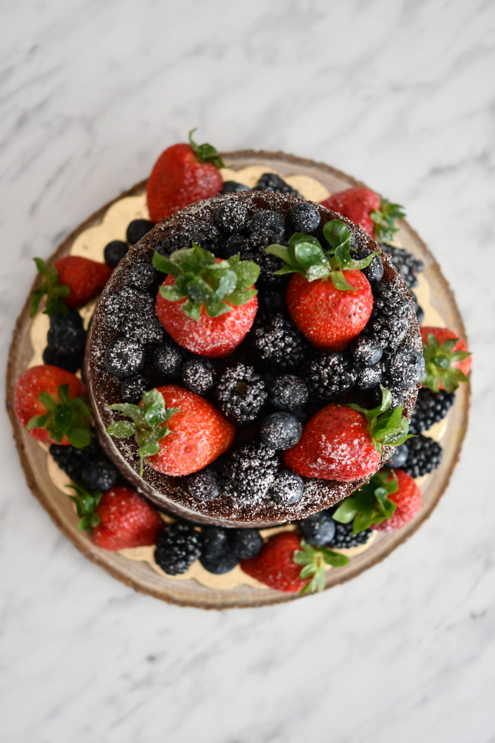 Chocolate Naked Cake With Cream And Fruits Klysa 