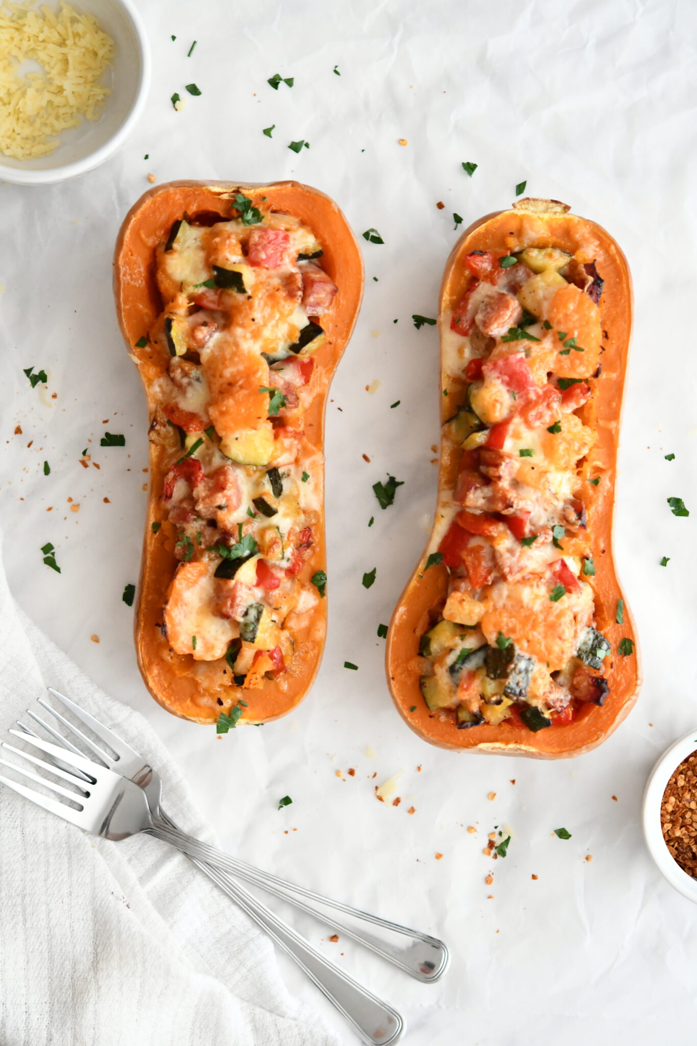 Sausage-Stuffed Butternut Squash | Klysa