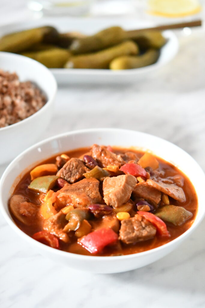 Pork Stew With Tomato And Mushrooms Klysa